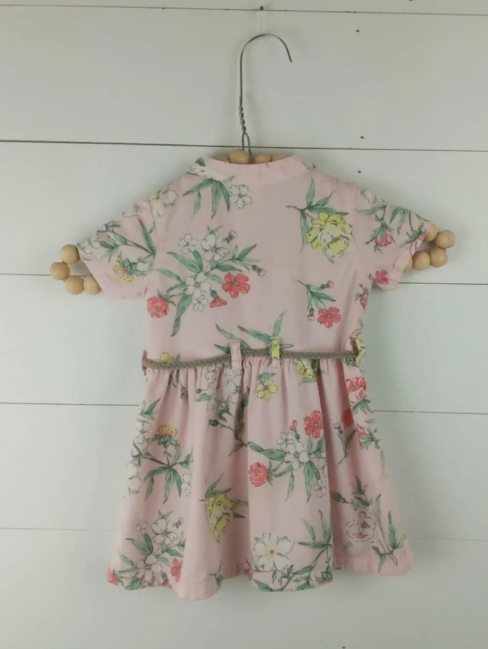 Carter’s girls size 9 mos light pink floral shirt dress with rope tie